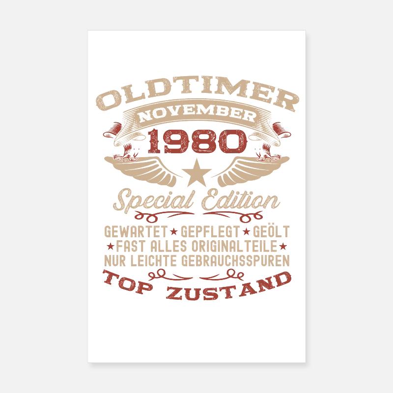 45. Geburtstag Geschenk Oldtimer November 1980 Poster 20x30 cm