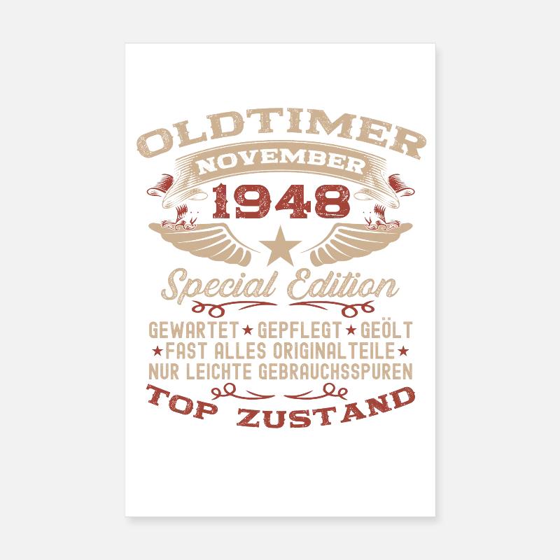 77. Geburtstag Geschenk Oldtimer November 1948 Poster 20x30 cm