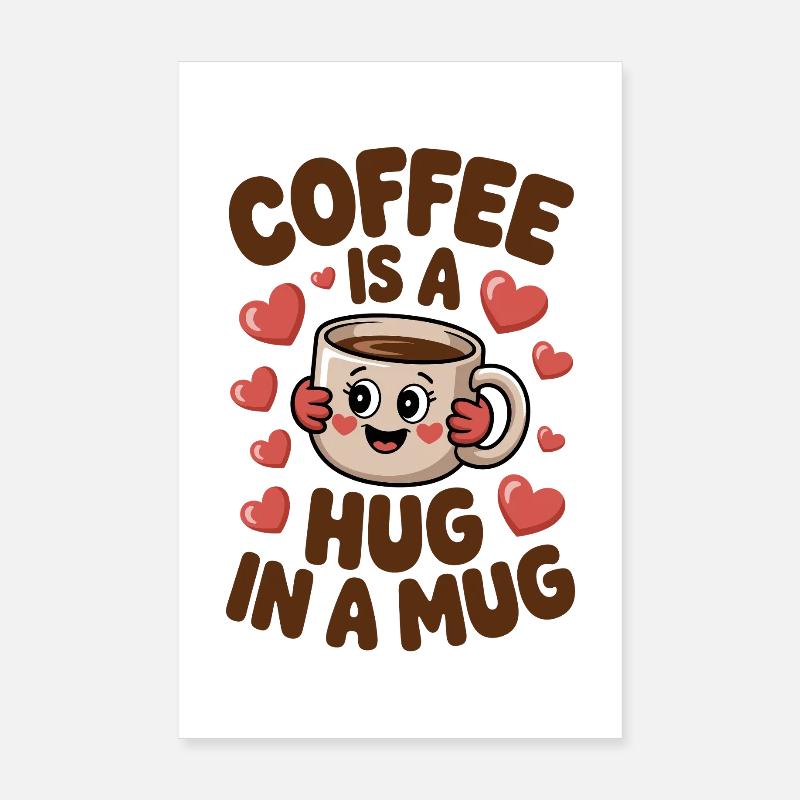 Coffee Is A Hug In A Mug Caffeine Mug First Coffee Poster 8" x 12" (20x30 cm)