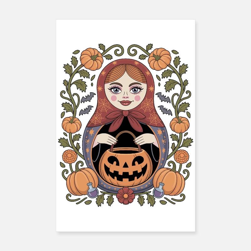 Halloween Matryoshka Pumpkin Magic Poster 8" x 12" (20x30 cm)