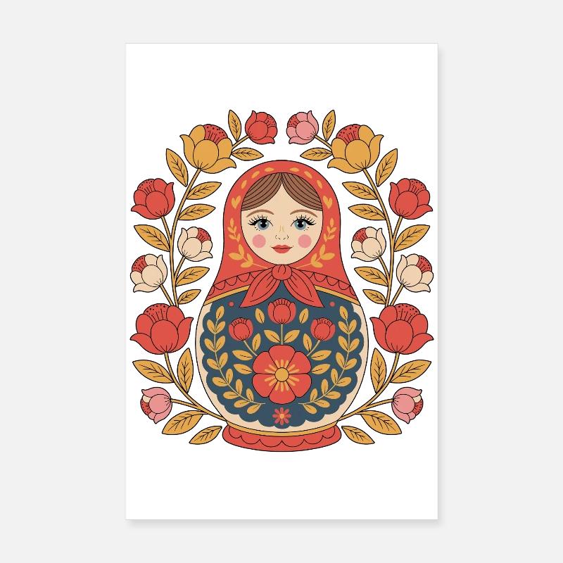 Conception de couronne de fleurs matriochka Poster 20 x 30 cm