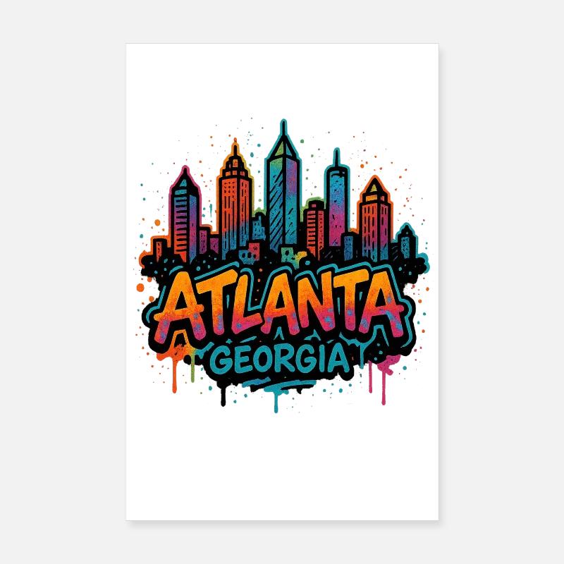 Atlanta Skyline Graffiti Poster 8" x 12" (20x30 cm)