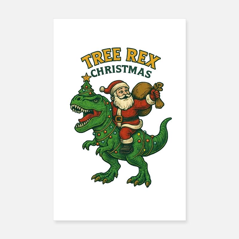 Noël - Tree Rex Christmas Poster 20 x 30 cm