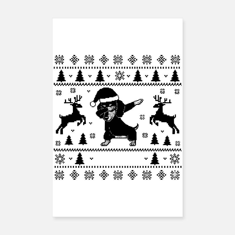 Dabbing Dackel Christmas Man Style Poster 20x30 cm