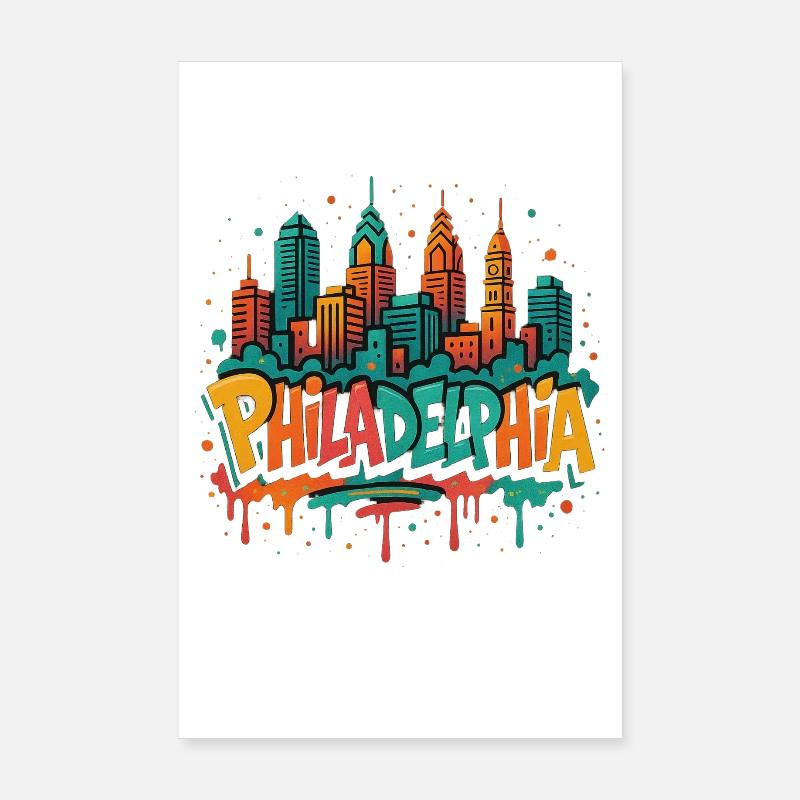 Philly Graffiti Skyline Poster 8" x 12" (20x30 cm)