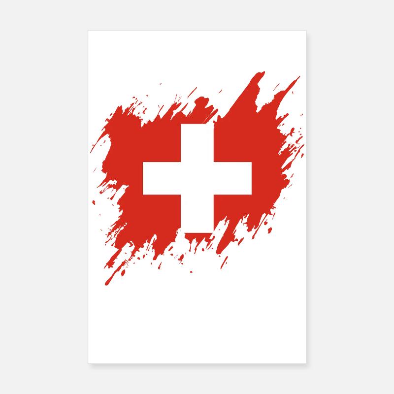 Drapeau de la Suisse, style déchiré Poster 20 x 30 cm