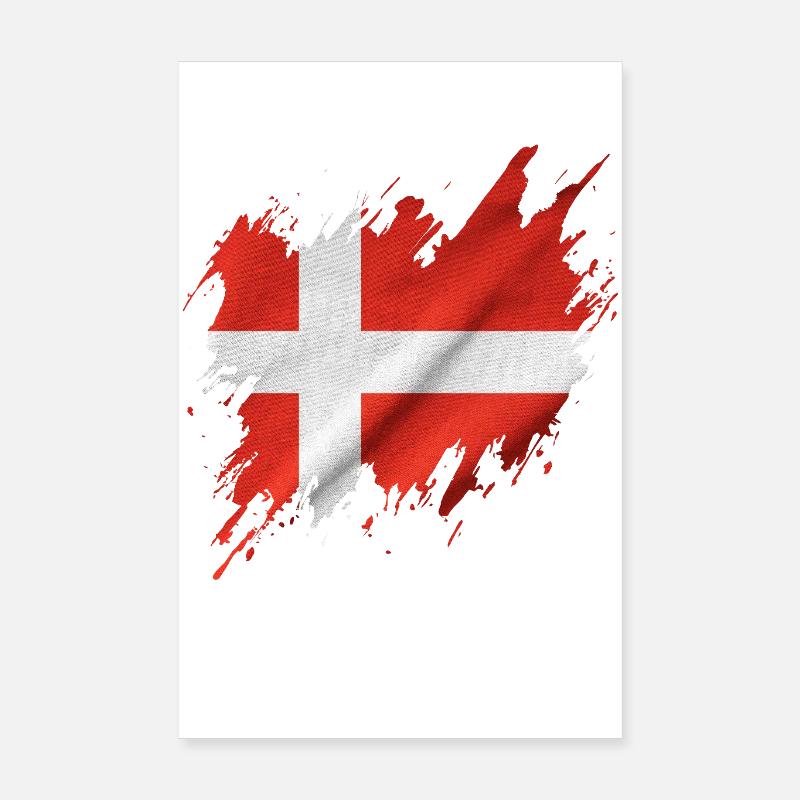 Drapeau du Danemark, style déchiré Poster 20 x 30 cm