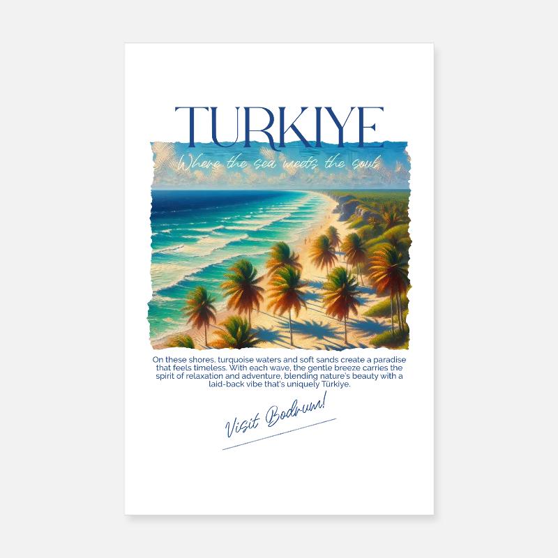 Turquie Bodrum Beach Holiday Design - Visit Bodrum Poster 20 x 30 cm