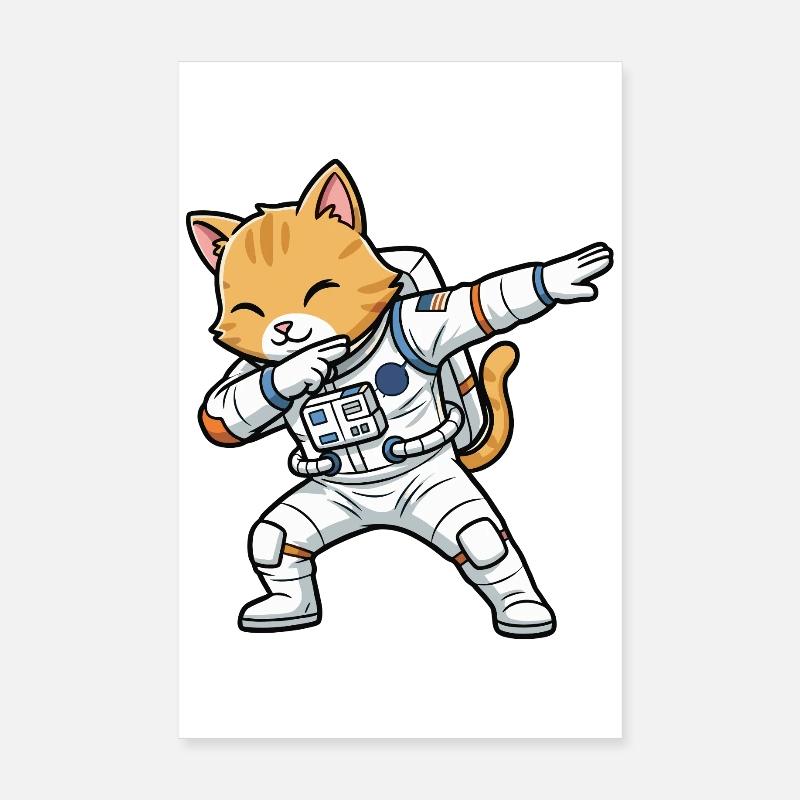 Astronaute Chats Dab Poster 20 x 30 cm