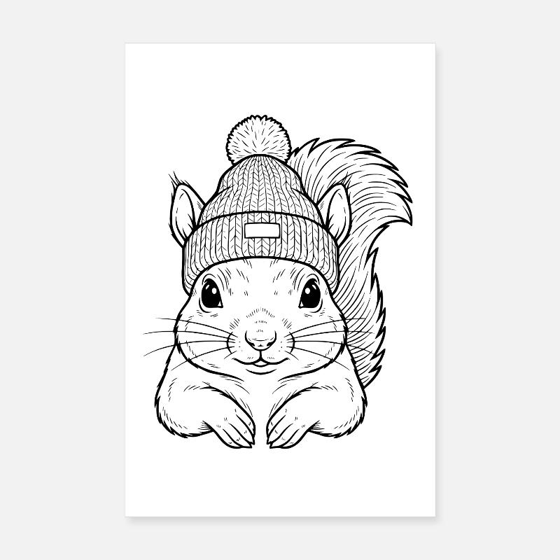Süßes Eichhörnchen mit Mütze Poster 20x30 cm
