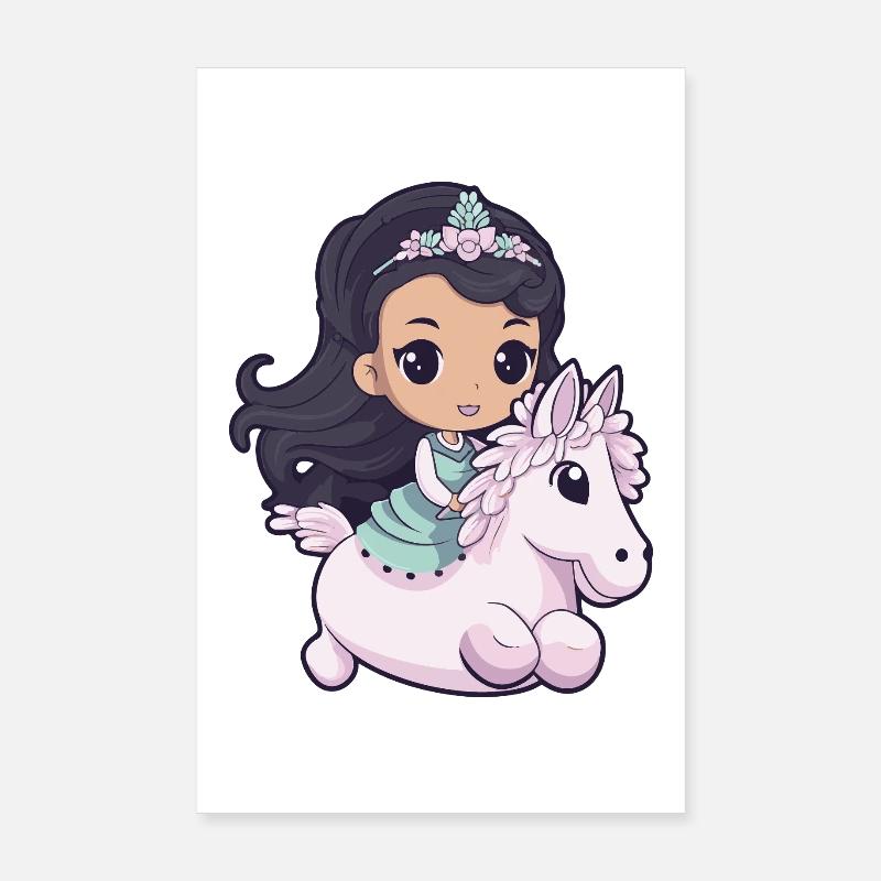 Prinzessin Pferd Niedlich Poster 20x30 cm