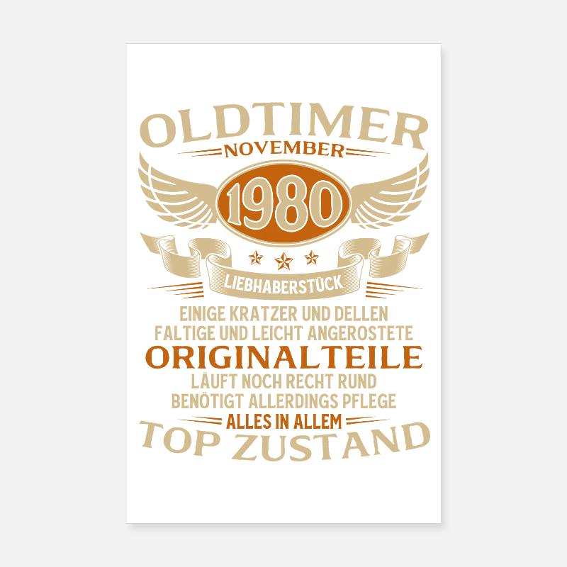 45. Geburtstag Geschenk Oldtimer November 1980 Poster 20x30 cm
