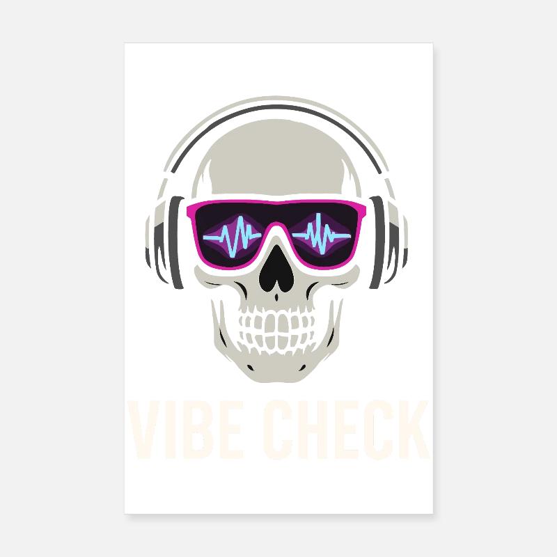 Crâne Neon Vibe Check – Skull Edition Poster 20 x 30 cm