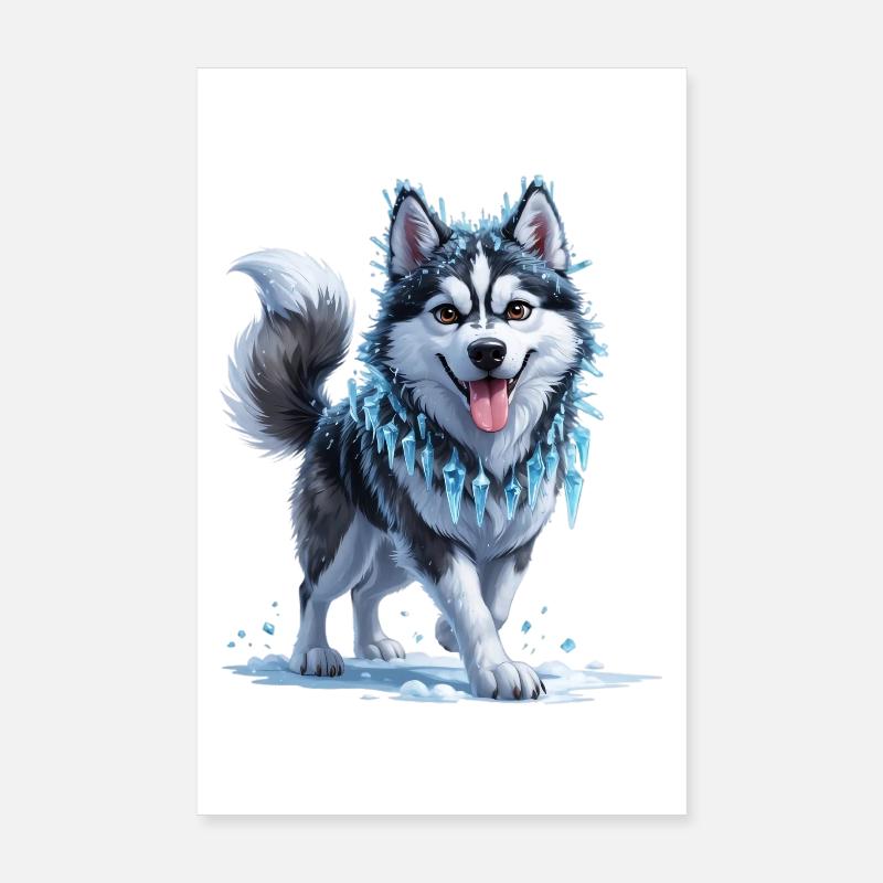 Husky de glace avec collier en cristal de glace Poster 20 x 30 cm