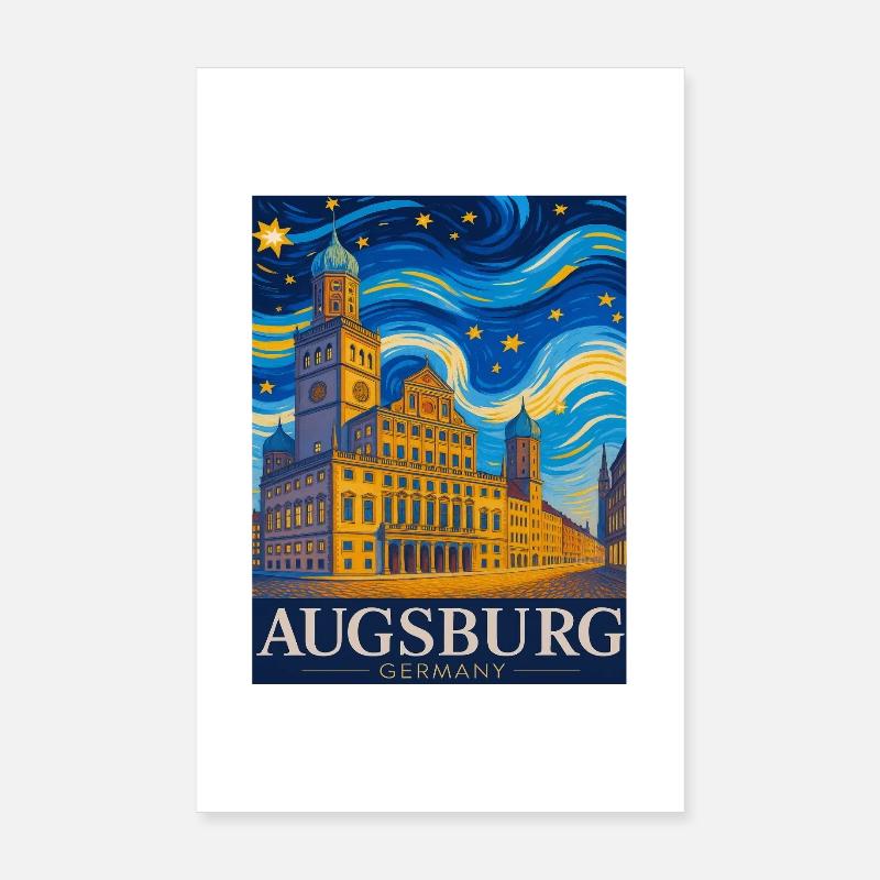 Augsburg Skyline Wirbel Poster 20x30 cm