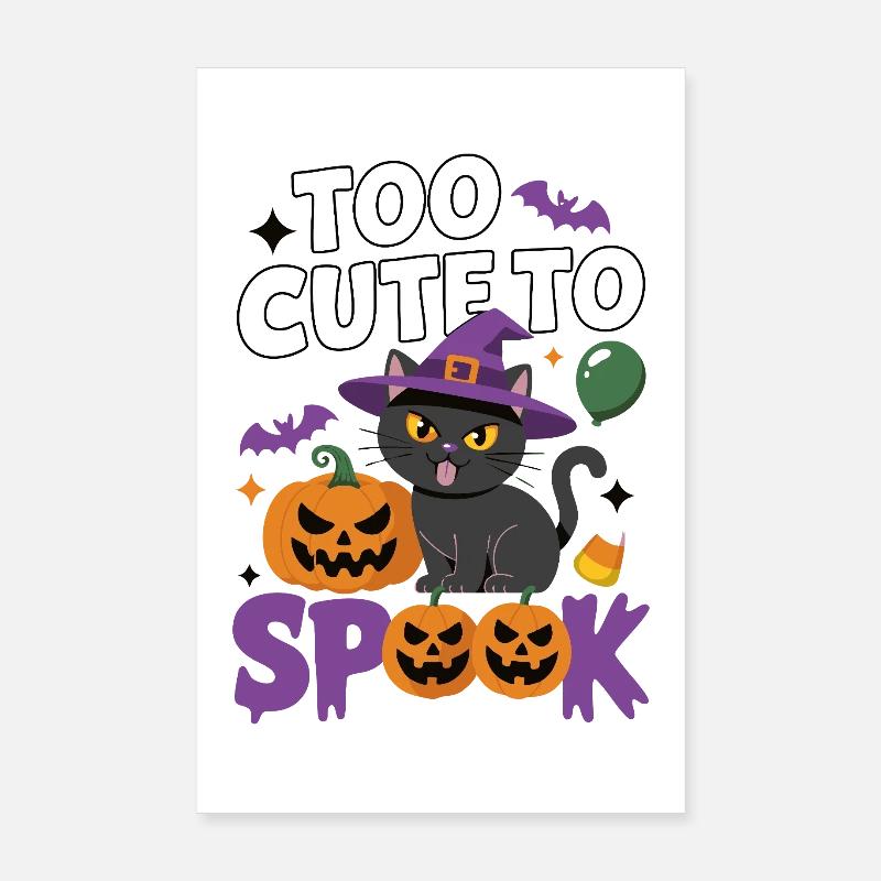 Trop mignon pour être effrayé - Chat sorcière mignon Poster 20 x 30 cm