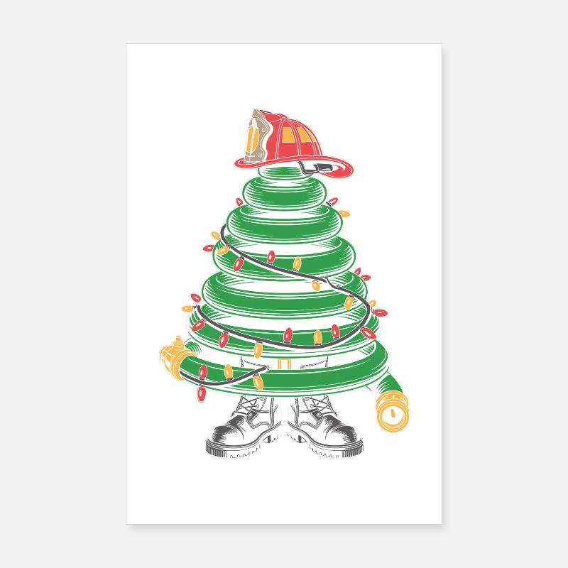 Fire Brigade Christmas Tree Poster 8" x 12" (20x30 cm)