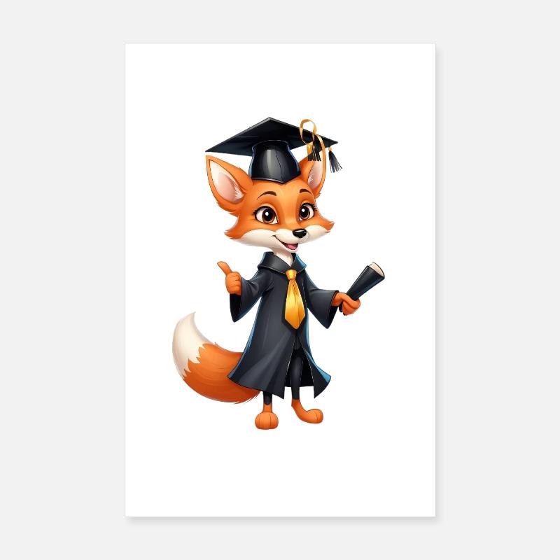 Abschlussfuchs mit Diplomhut Poster 20x30 cm