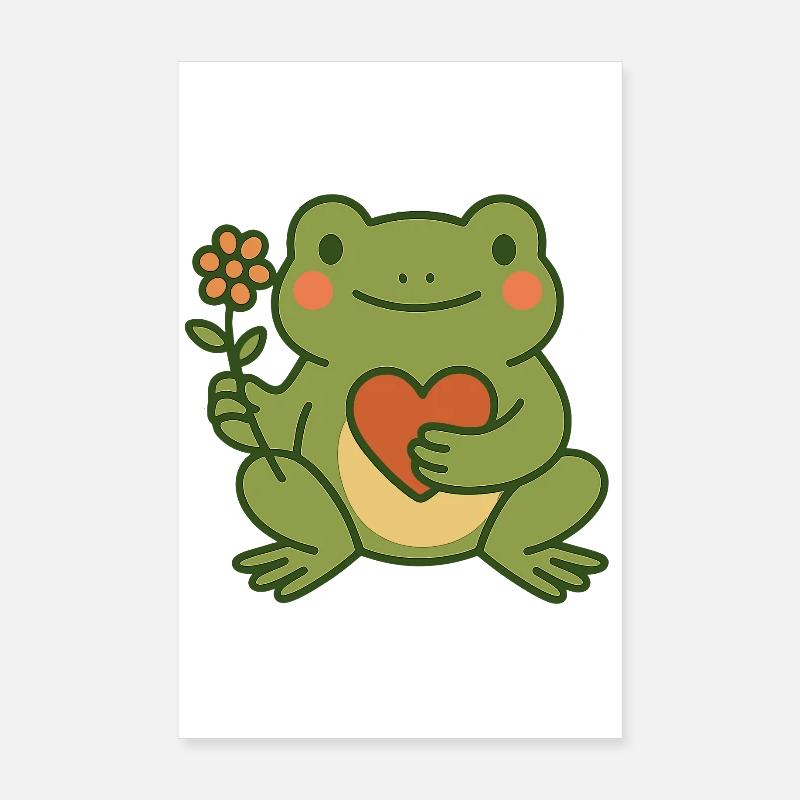 Frosch mit Herz und Blume – Freundlich & Cozy Poster 20x30 cm