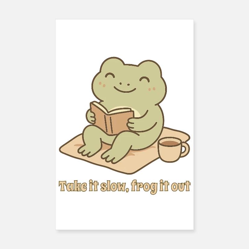 Reading Frog – Take it slow Design Poster 8" x 12" (20x30 cm)