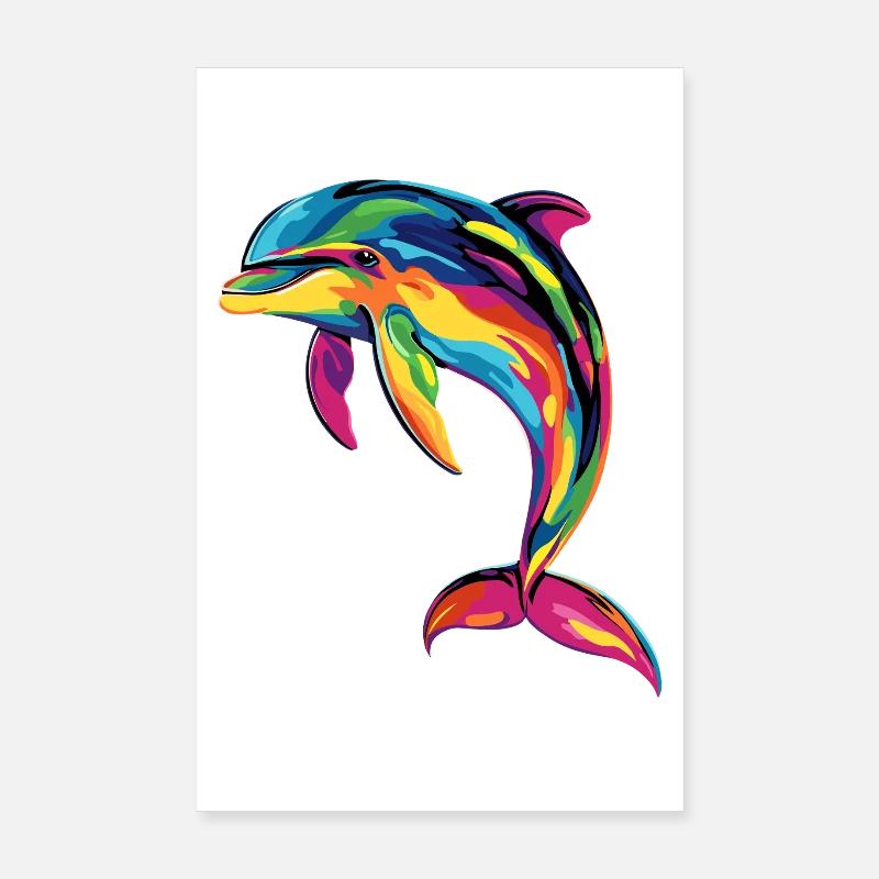 Dolphin Diver Dolphins Ocean Cute Dolphins Dolphin Poster 8" x 12" (20x30 cm)