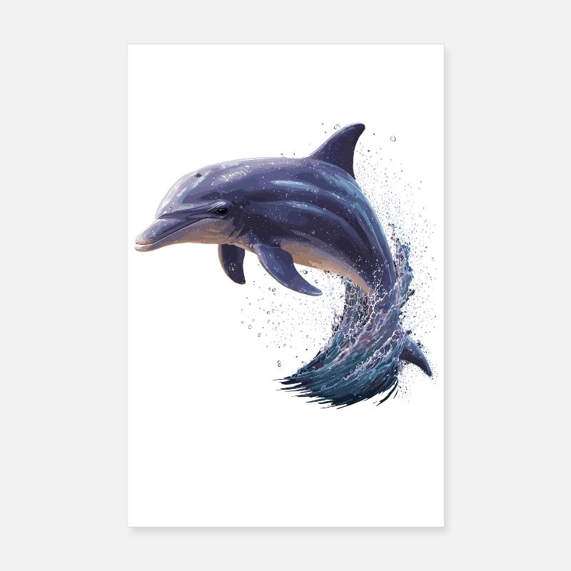 Dolphin Diver Dolphins Ocean Cute Dolphins Dolphin Poster 8" x 12" (20x30 cm)