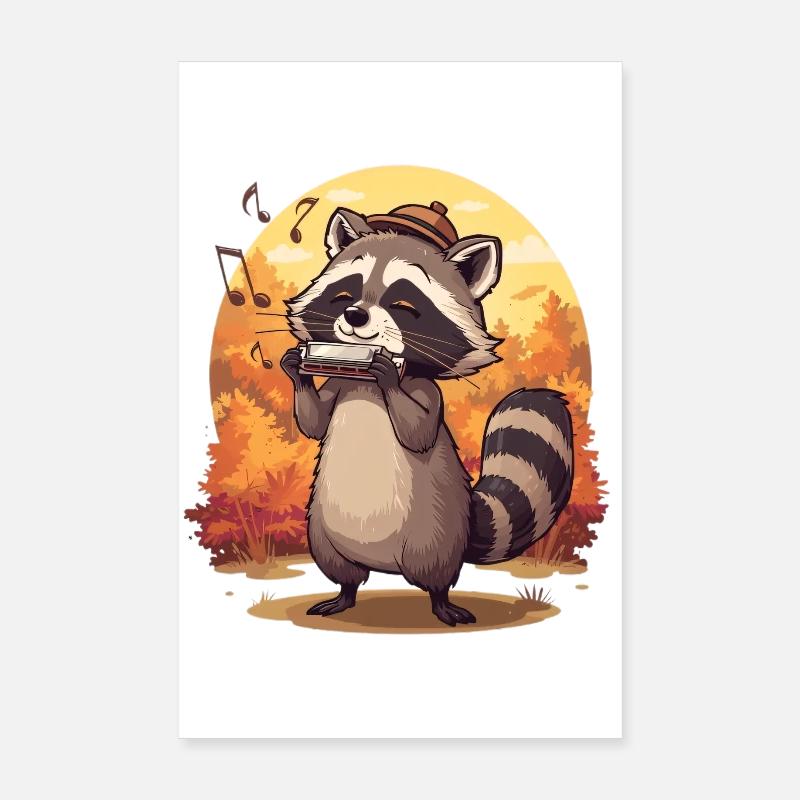 Herbstlicher Waschbärenharmonika Poster 20x30 cm
