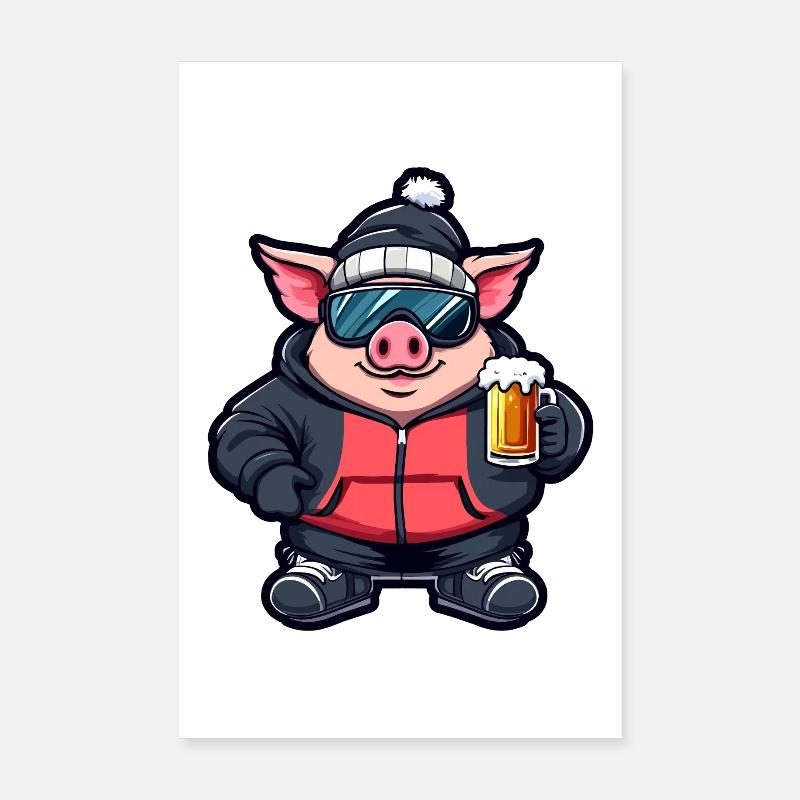 Lunettes de ski Sow Piglet Ski Poster 20 x 30 cm