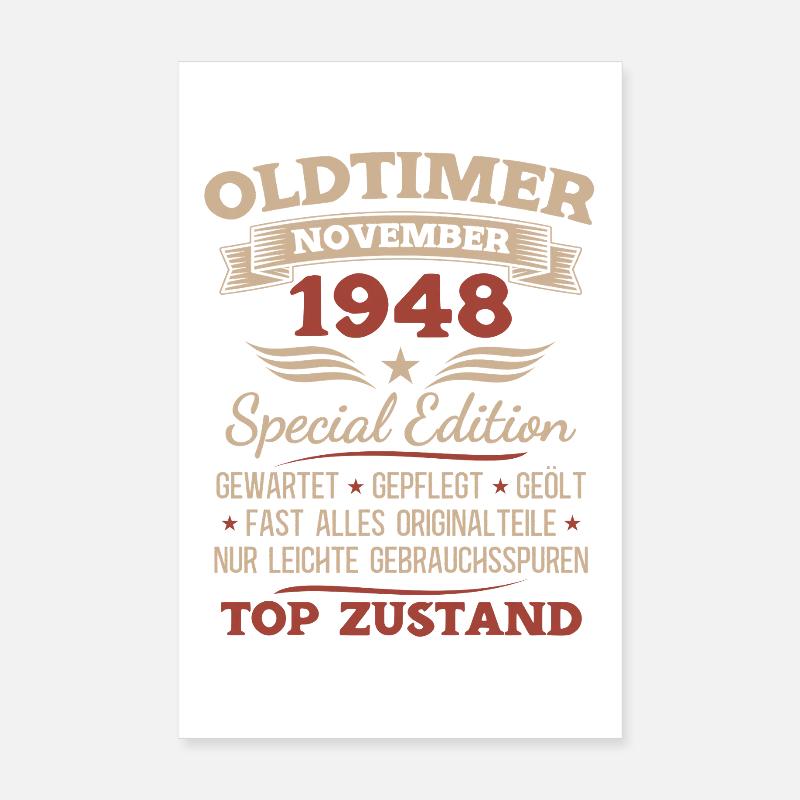 77. Geburtstag Geschenk Oldtimer November 1948 Poster 20x30 cm