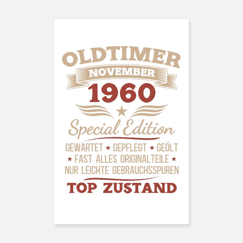 65. Geburtstag Geschenk Oldtimer November 1960 Poster 20x30 cm