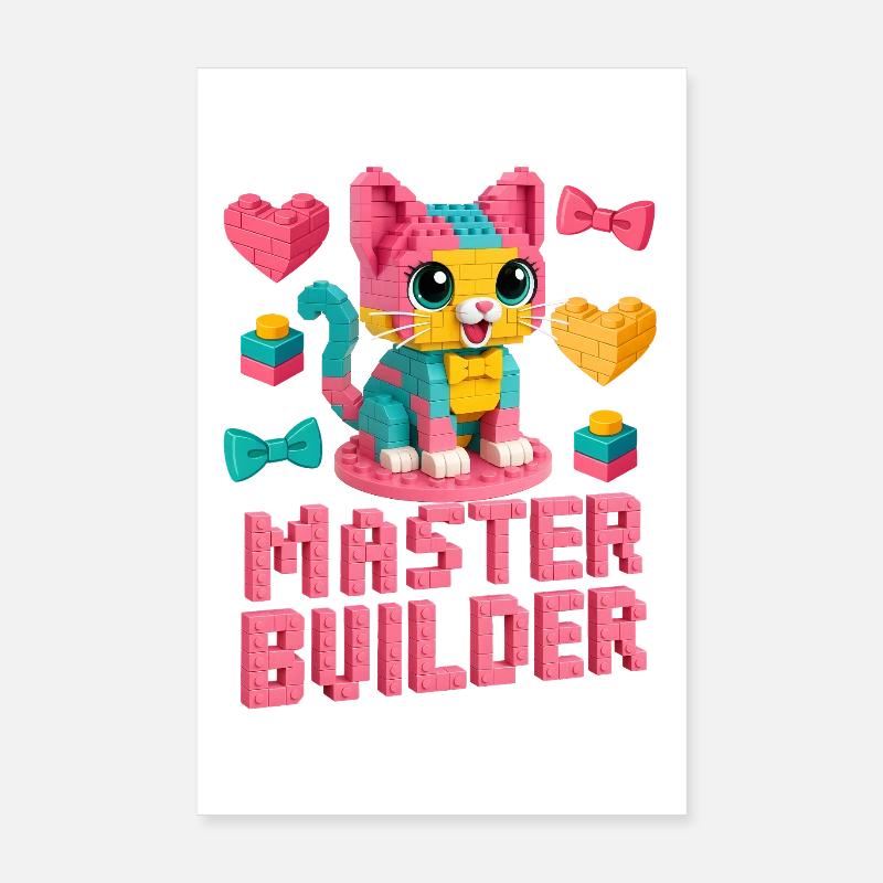 Maître constructeur créatif brique amoureux de la construction de blocs Poster 20 x 30 cm