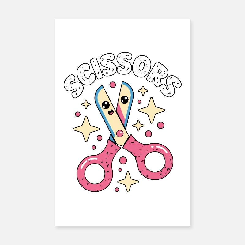 Schere Stein Papier Kawaii Scissors Poster 20x30 cm