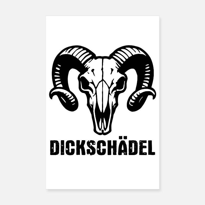 Ram's Head Skull with Horns - Thick Skull Poster 8" x 12" (20x30 cm)