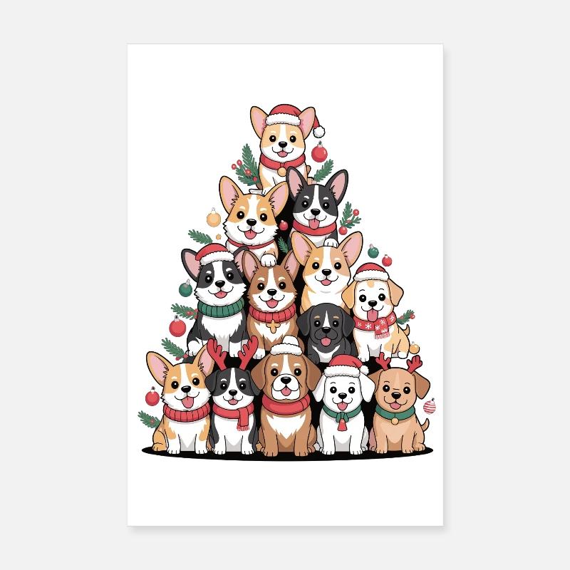 Pyramide de chien de Noël – Drôle de look de Noël Poster 20 x 30 cm