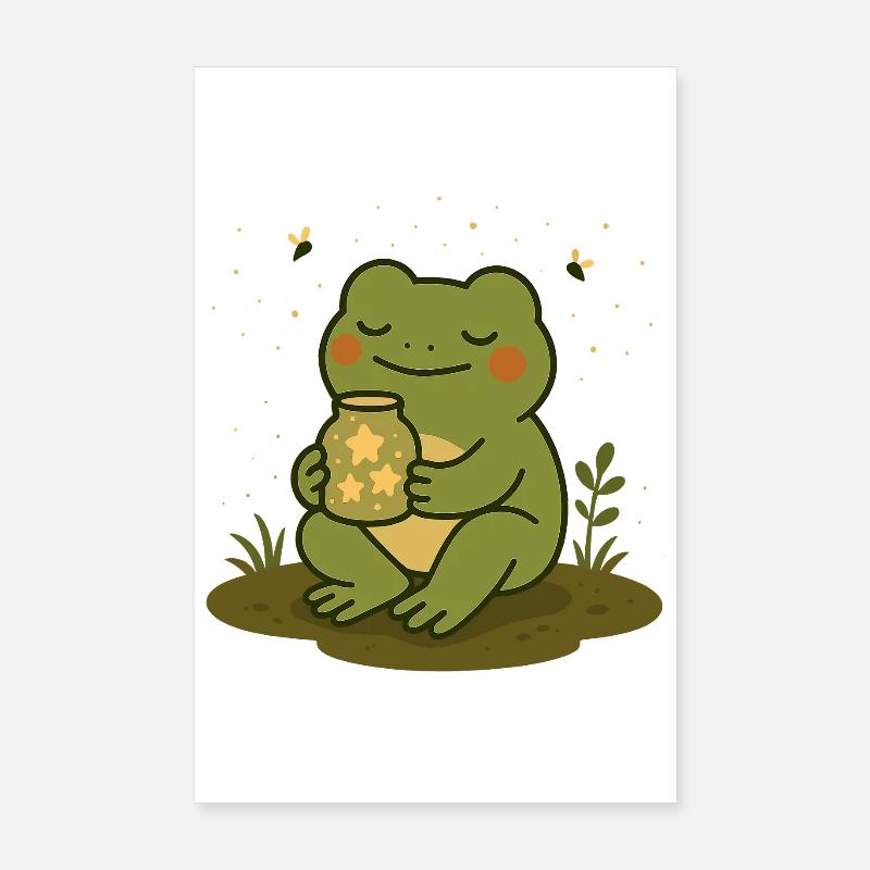 Frosch mit Sternenglas – Magisches Design Poster 20x30 cm