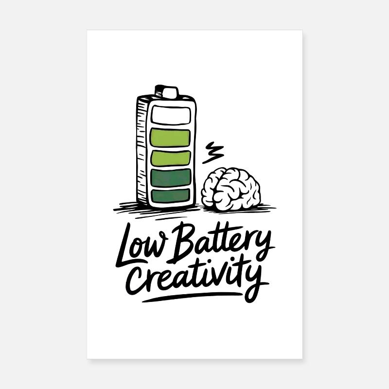 Humour créatif – batterie vide, idées perdues Poster 20 x 30 cm