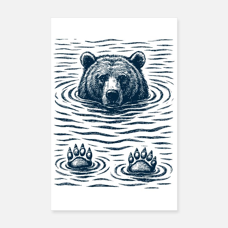 Ours glacé dans l’eau Poster 20 x 30 cm