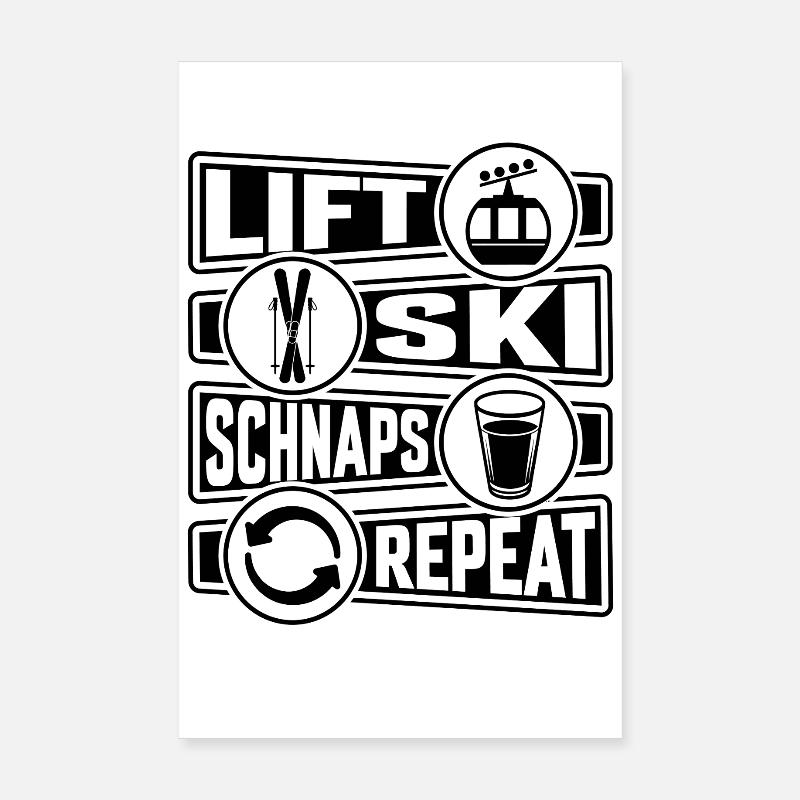 Lift Ski Schnaps Repeat Poster 8" x 12" (20x30 cm)
