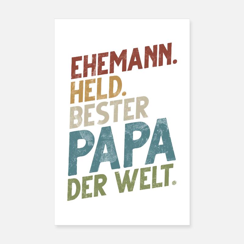Ehemann Held Bester Papa Der Welt Retro Poster 20x30 cm