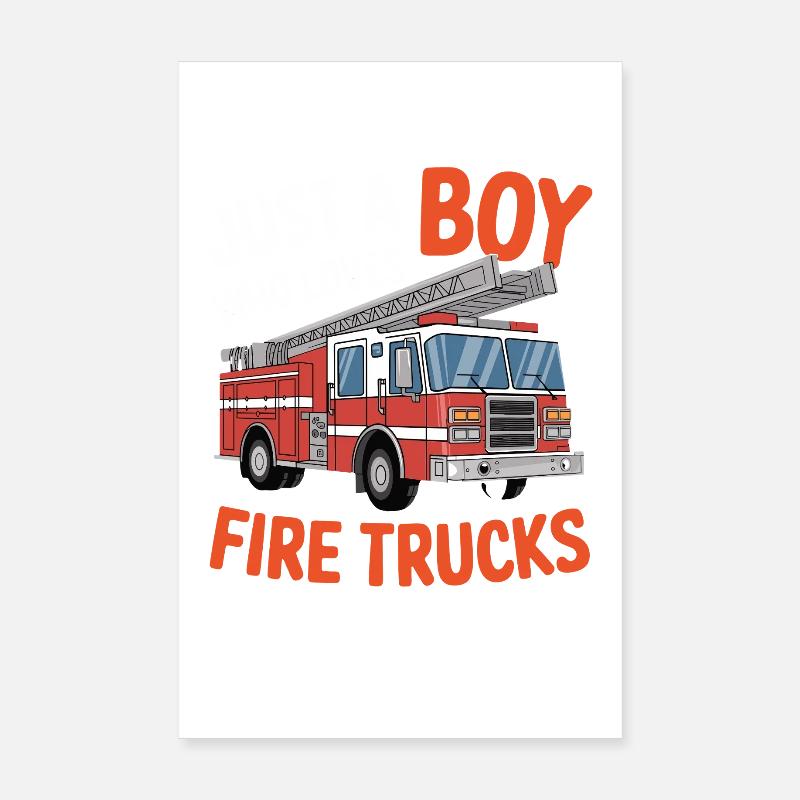 Nur Ein Junge Der Feuerwehrautos Liebt Poster 20x30 cm