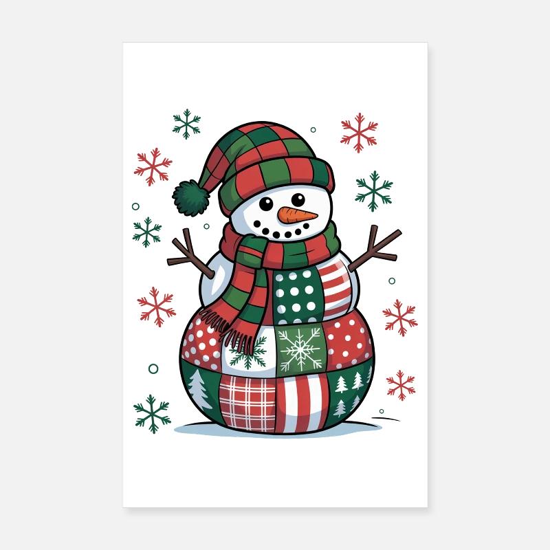 Bonhomme de neige patchwork Poster 20 x 30 cm
