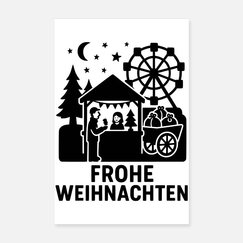 Merry Christmas Silhouette Poster 8" x 12" (20x30 cm)