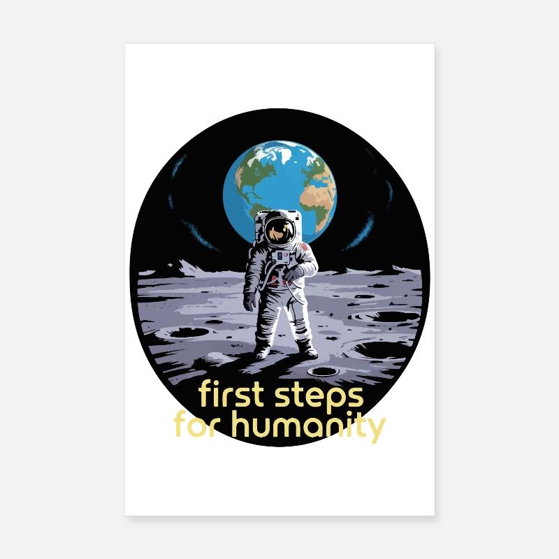 First Steps for Humanity Astronaut Moon Poster 8" x 12" (20x30 cm)