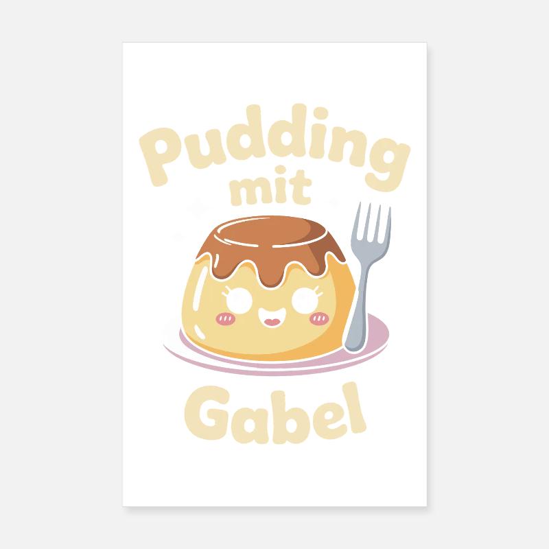 Pudding Mit Gabel Poster 20x30 cm