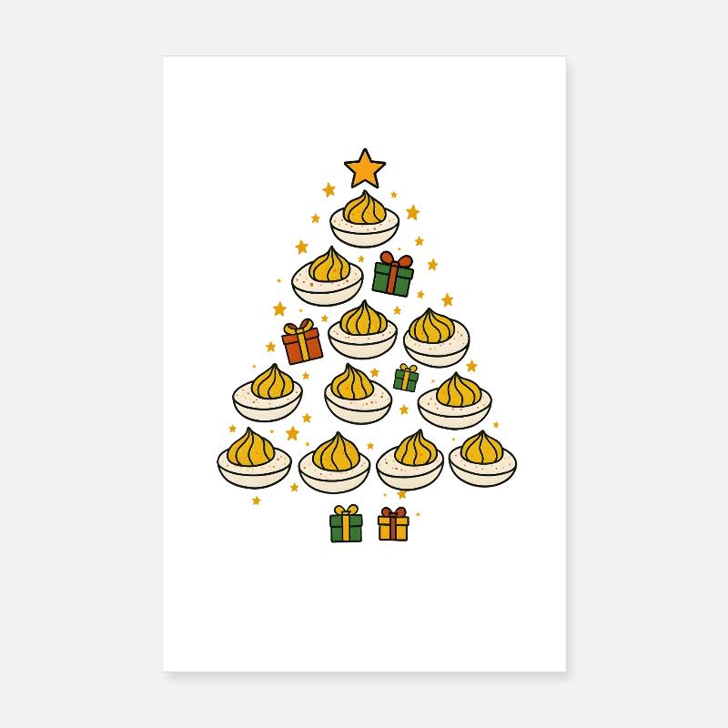 Deviled Egg Christmas Tree Funny Holiday Design Poster 20x30 cm