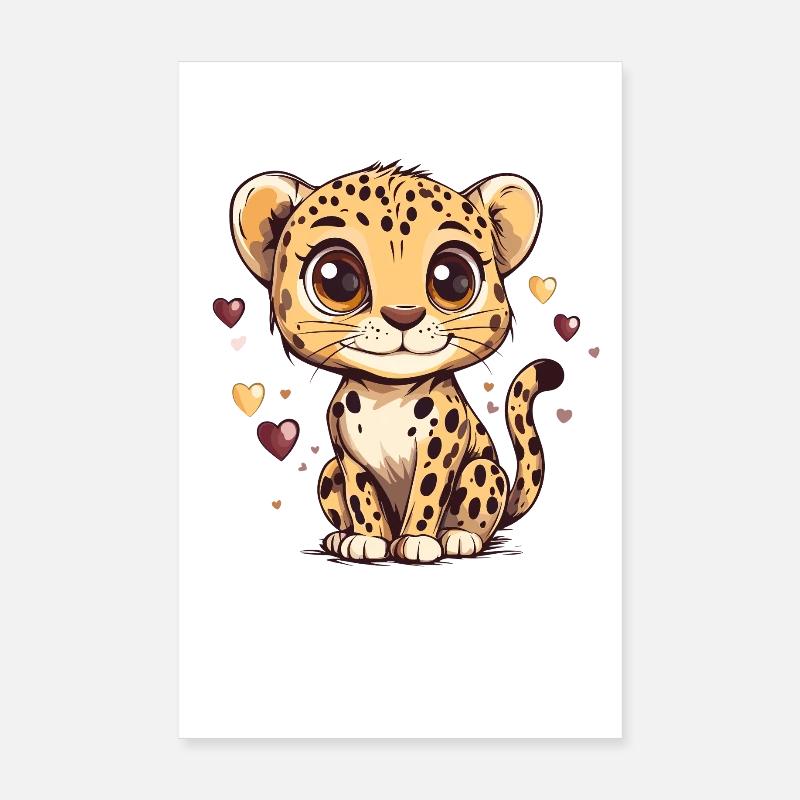 Cute leopard boy heart design Poster 8" x 12" (20x30 cm)