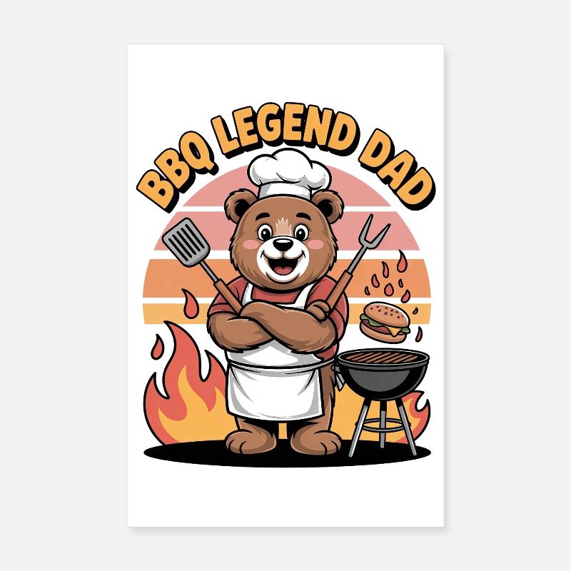 BBQ Legende Papa Lustiger BBQ Experte Bär Design Poster 20x30 cm