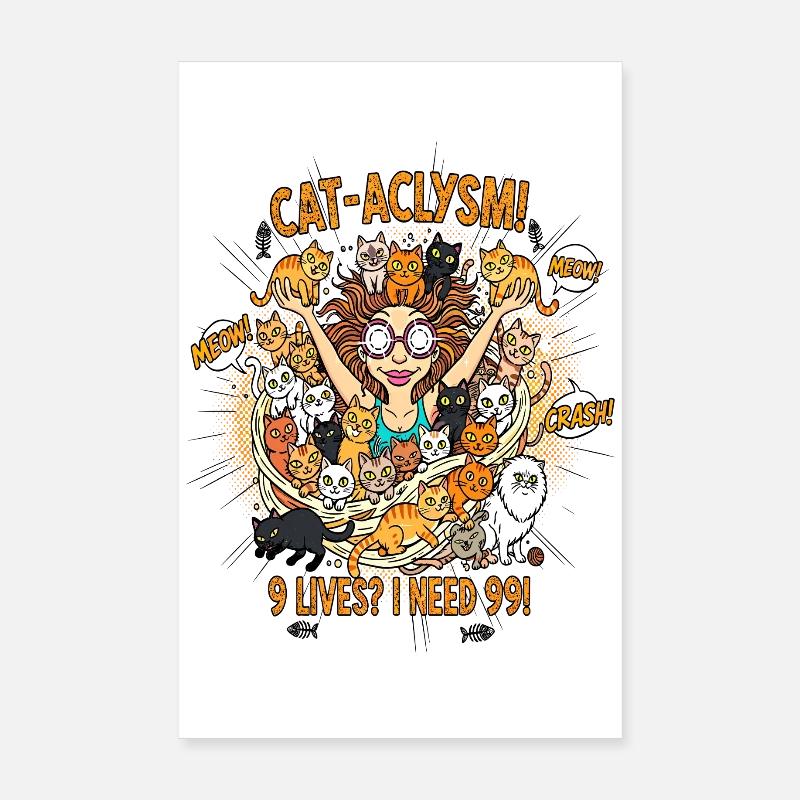 CAT-ACLYSM! 99 Katzen Chaos - Comic Poster 20x30 cm