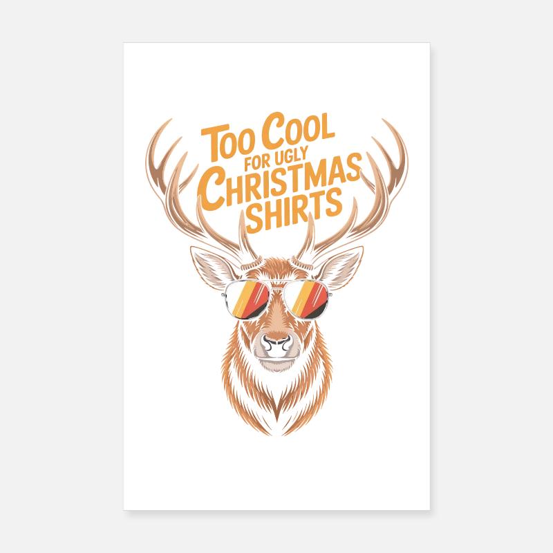Hirsch mit Geweih Ugly christmas Poster 20x30 cm