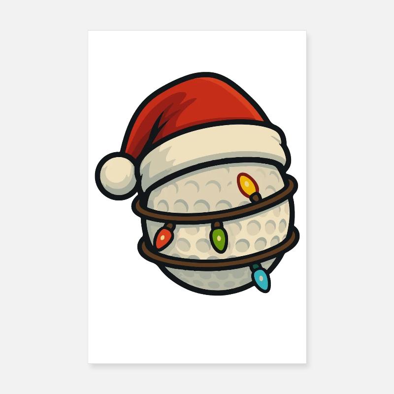 Drôle de balle de golf Noël Père Noël vacances Poster 20 x 30 cm
